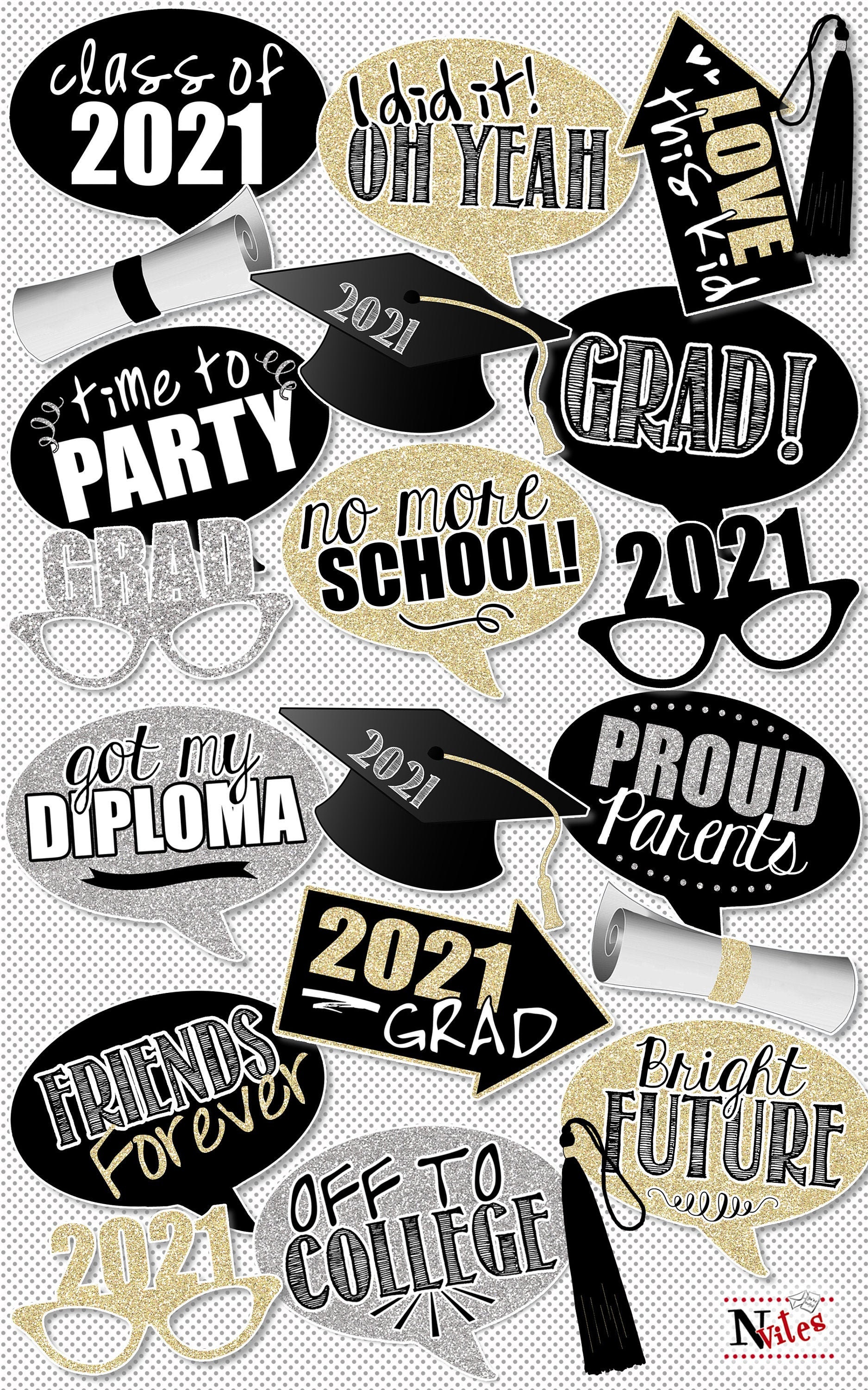 2021 Graduation Photo Booth Props Class of 2021 Photo Props Etsy