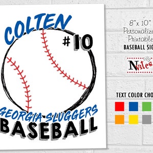Letrero para puerta o casillero de béisbol, decoración personalizada para sala de béisbol, letreros de béisbol imprimibles para vestuario, regalo para equipo de béisbol o entrenadores