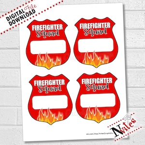 Fireman Badges for Birthday Party, Firefighter Badge, Printable Kids ...