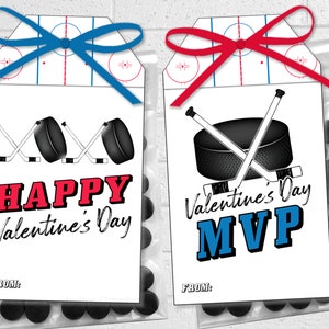 Hockey Valentines, Kids Hockey Valentine Treat Tags, Sport Valentines, Printable Hockey Valentine's Day Cards image 6