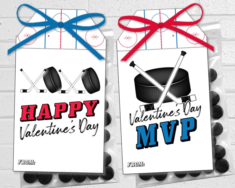 Hockey Valentines, Kids Hockey Valentine Treat Tags, Sport Valentines, Printable Hockey Valentine's Day Cards image 6
