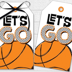 Tagi szczęścia w koszykówce, etykieta smakołyków na turniej drużynowy, przekąski na dzień gry Let's Go, drukowane etykiety lub naklejki na upominki na imprezę Hoops