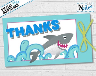 Shark Birthday Party Favor Tags, Shark Bite Thank You Tags, Printable Beach or Swim Party Labels, Baby Shark Tags Stickers or Labels