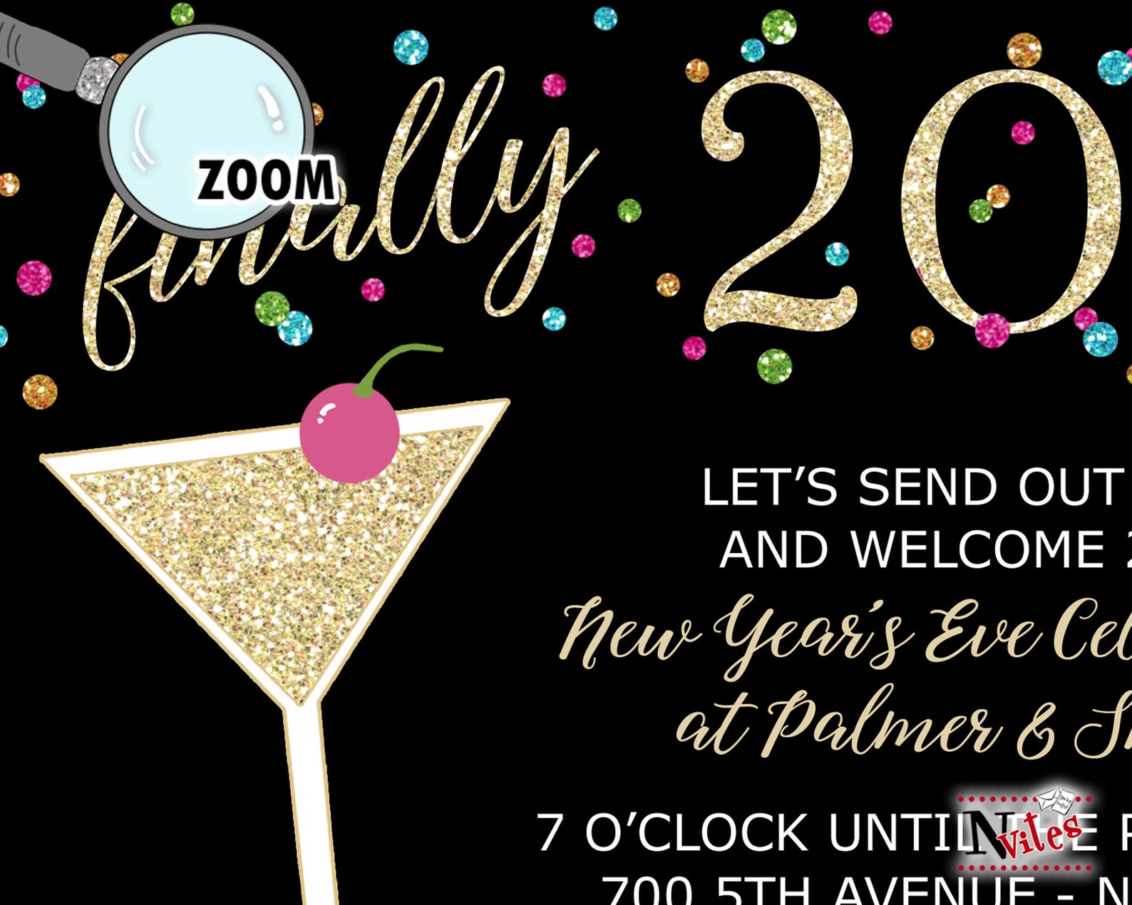 2023 New Year's Eve Invitation Printable Glitter and Etsy