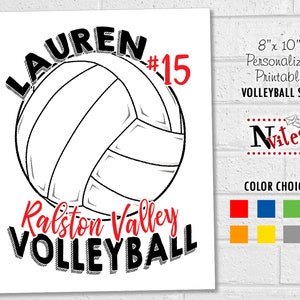 Printable Volleyball Locker Sign, Volleyball Team Hotel Door Hanger, Custom Volleyball Decor, Personalized Volleyball Sign Name & Team