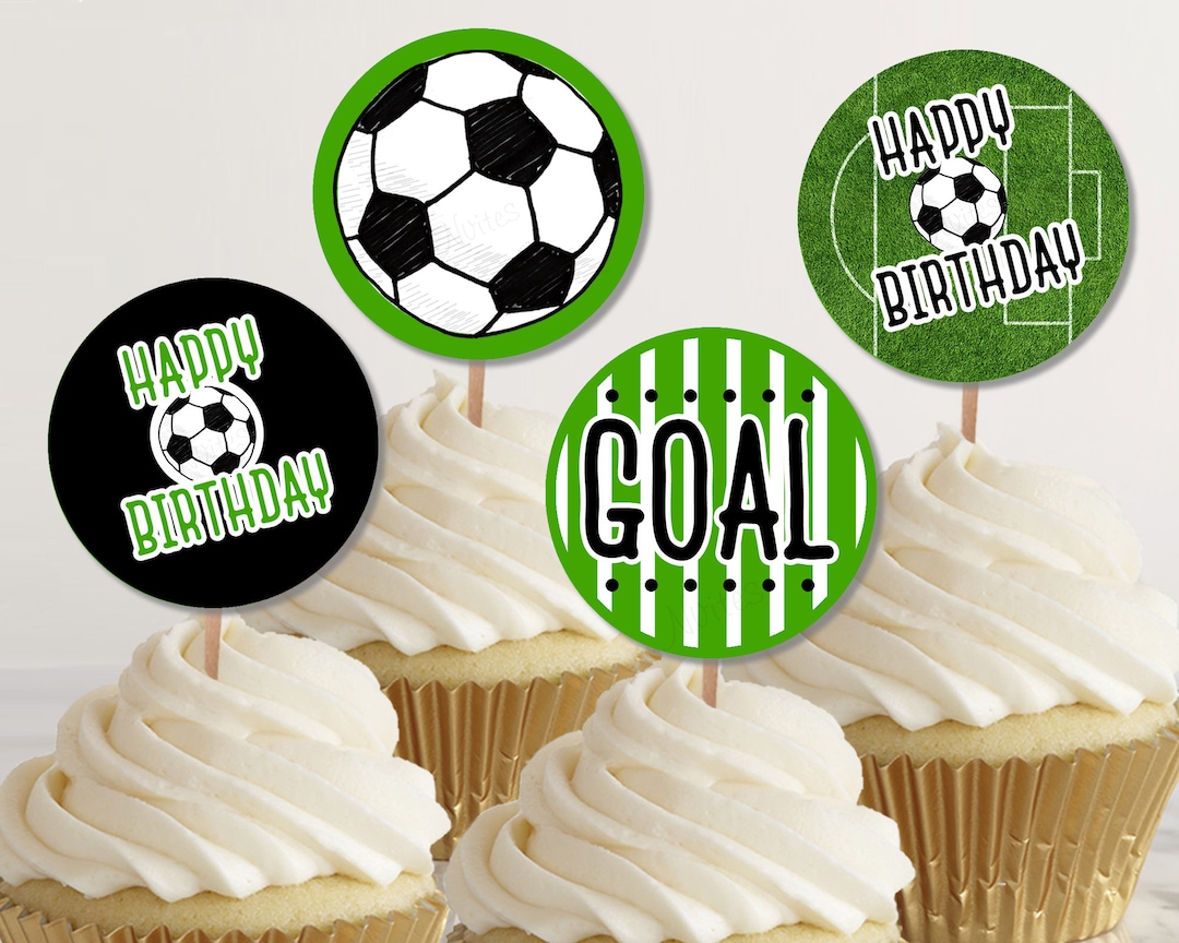 Soccer Cupcake Toppers, Printable Soccer Party Decorations, Soccer ...