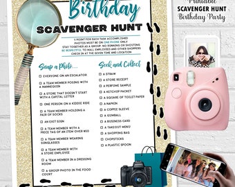 Shopping Mall Birthday Photo Hunt, Shop Scavenger Hunt, Birthday Party Photo Seek & Find, Printable Birthday Game for Teens