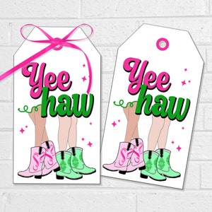 Etiquetas para botas de cowgirl, etiqueta para pendurar ou embrulhar presentes de boa sorte, lembrancinhas para festas de garotas ocidentais Yee Haw, cartão de irmandade para impressão