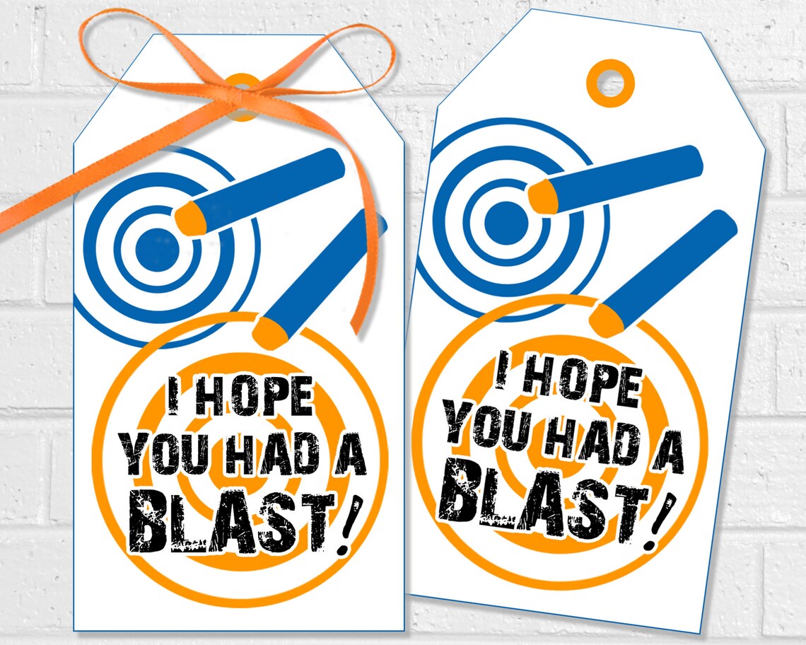 Dart Party Thank You Tags Birthday Battle Favors or Gift Etsy