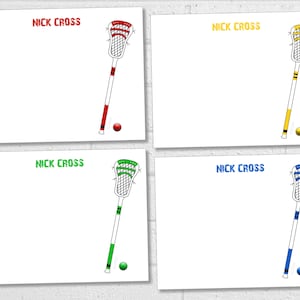 Lacrosse Dankesnotizen, personalisierte Lacrosse Stick Notizkarten, druckbare Sportbriefpapier, Teamgeschenk oder Leckerlianhänger