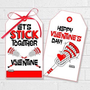 Lacrosse Valentines, Let's Stick Together Valentinstagskarte, LAX Kinder Klassenzimmer Leckerbissen Valentinstagskarten, druckbare Sport Goodie Bag Anhänger