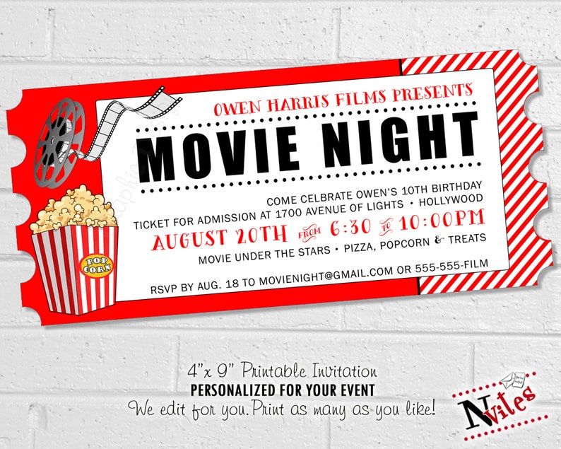 Movie Party Bottle Labels Movie Night Drink Labels Movie | Etsy