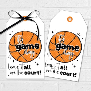 Basketball Game Day Good Luck Tags, Team Tournament Treat Label, Leave it on the Court Snacks, Printable Hoops Party Favor Tags or Stickers