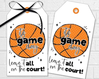 Basketball Game Day Good Luck Tags, Team Tournament Treat Label, Leave it on the Court Snacks, Printable Hoops Party Favor Tags or Stickers