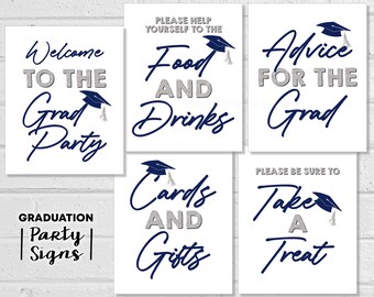 Graduation Party Sign Bundle, 2024 Graduation Decorations, Grad Party Table Signs for Food and Drinks, Advice, Printable Cards and Gifts