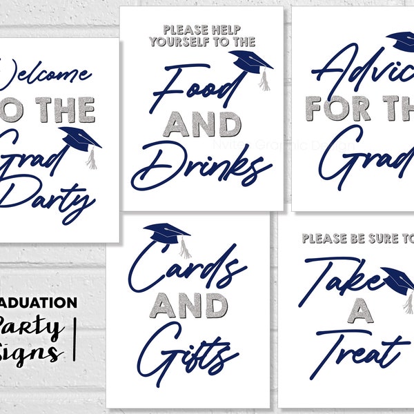 Graduation Party Sign Bundle, 2024 Graduation Decorations, Grad Party Table Signs for Food and Drinks, Advice, Printable Cards and Gifts