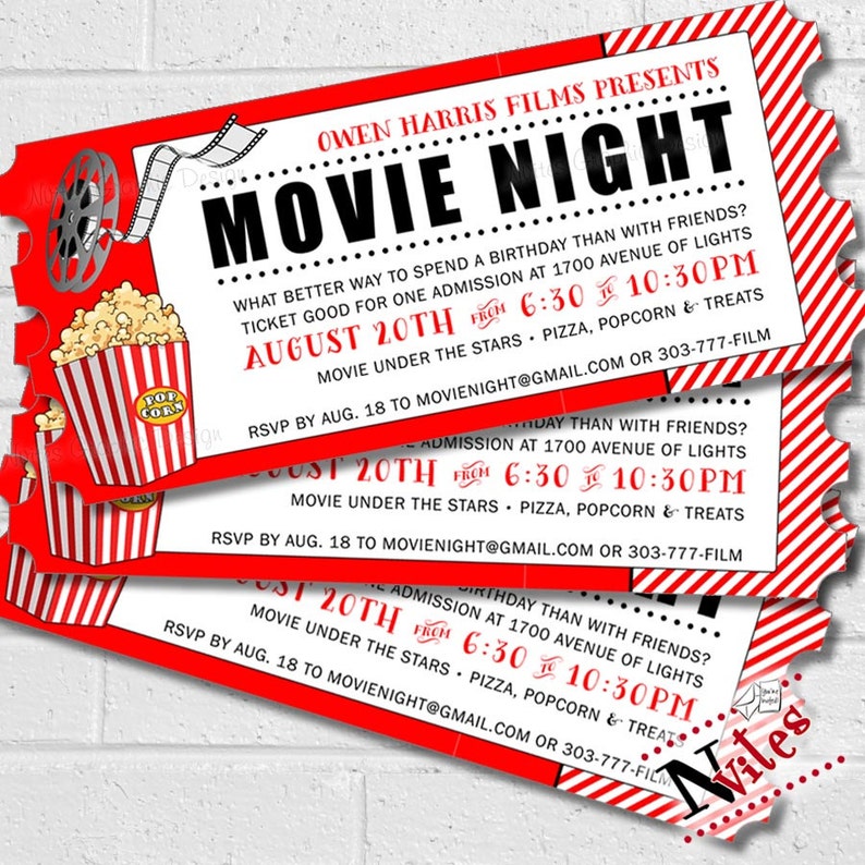 Cartes De Voeux Papeterie 10 Personnalise Cinema Fete Invitations Film Film Anniversaire Maison Funerariaalvorada Rs Com Br