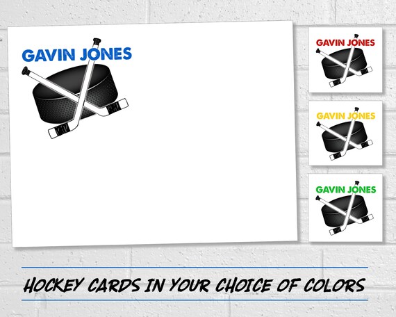 Hockey Cards Printable Ice Hockey Stationery Hockey Team or - Etsy
