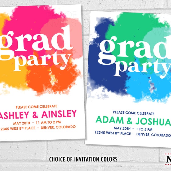 Graduation Party Invitation, Bold Bright Future Graphic Grad Color Explosion Invite Insert, Modern and Fun High School or College Graduate