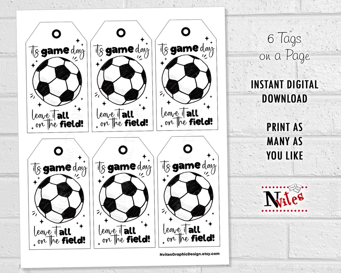 Soccer Game Day Tags, Team Good Luck Snack Pack Printable (digital ...