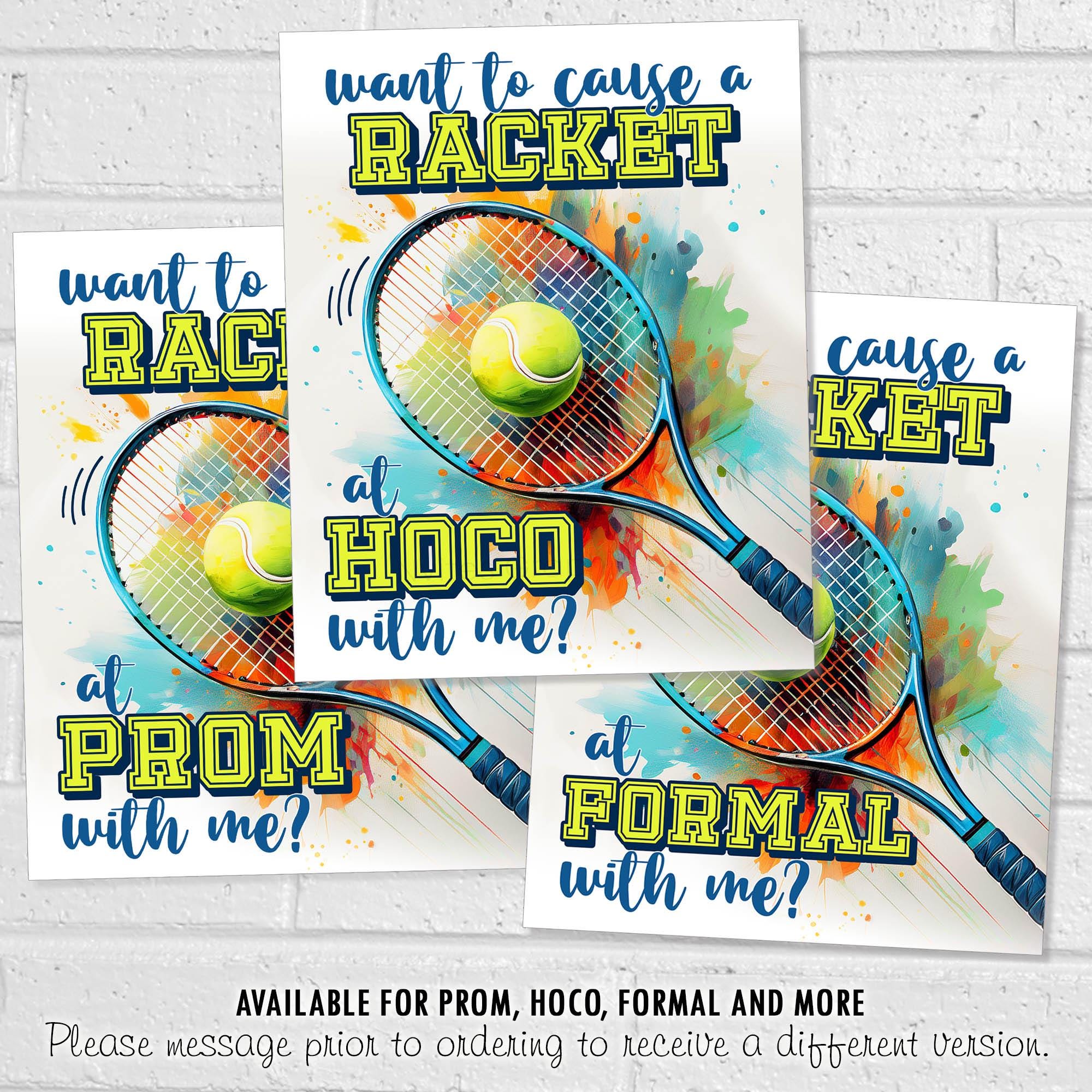 Tennis HOCO Proposal Sign, Tennis Player Cause a Racket, Ask Date to ...