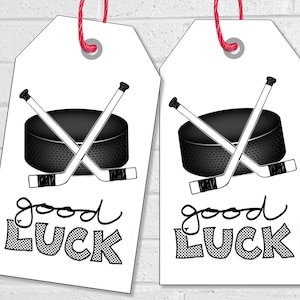 Hockey Good Luck Tags, Hockey Team Leckerli Tags oder Etiketten, druckbare Eishockey Gastgeschenk oder Aufkleber, Team Leckerli Beutel Tags