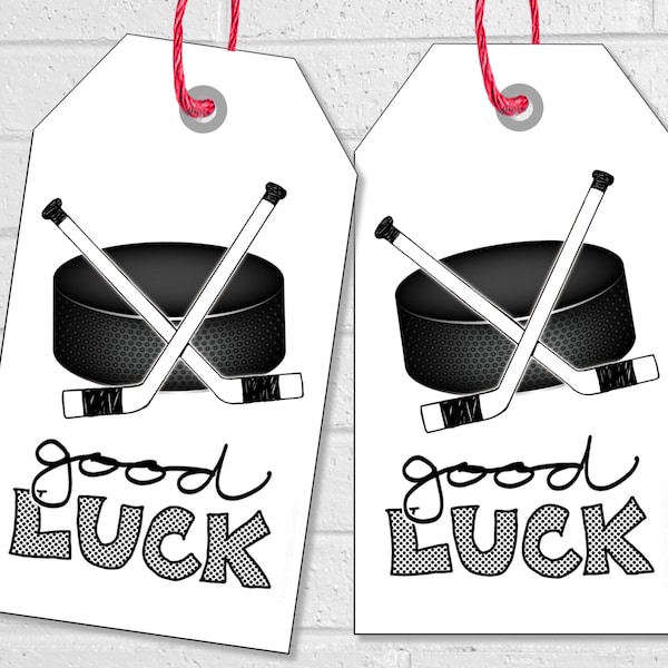 Hockey Good Luck Tags, Hockey Team Treat Tags or Labels, Printable Ice Hockey Party Favor or Stickers, Team Treat Bag Tags