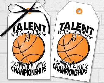 Basketball Good Luck Tags, Basketball Team Treat Labels, Printable Basketball Party Favor Tags or Stickers, Teamwork Game Day Snacks