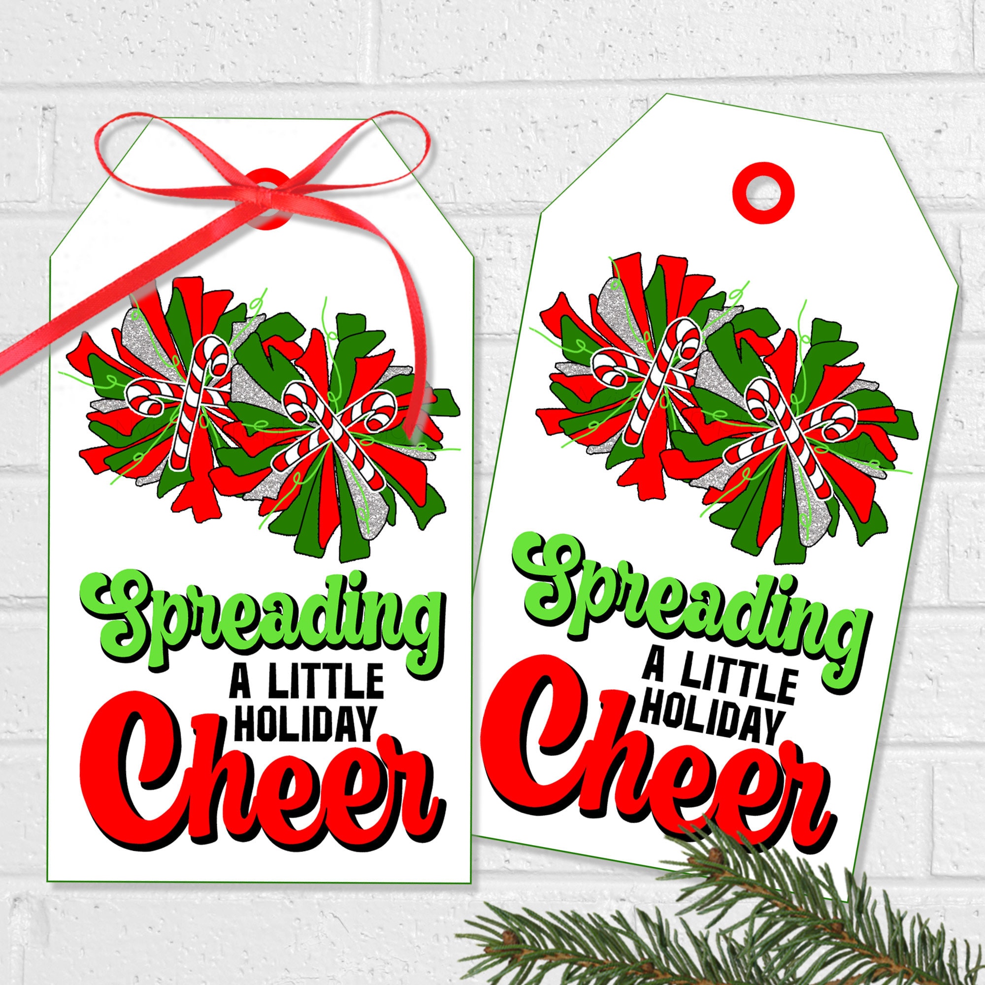Cheerleading Christmas Gift Tags, Printable Holiday Treats