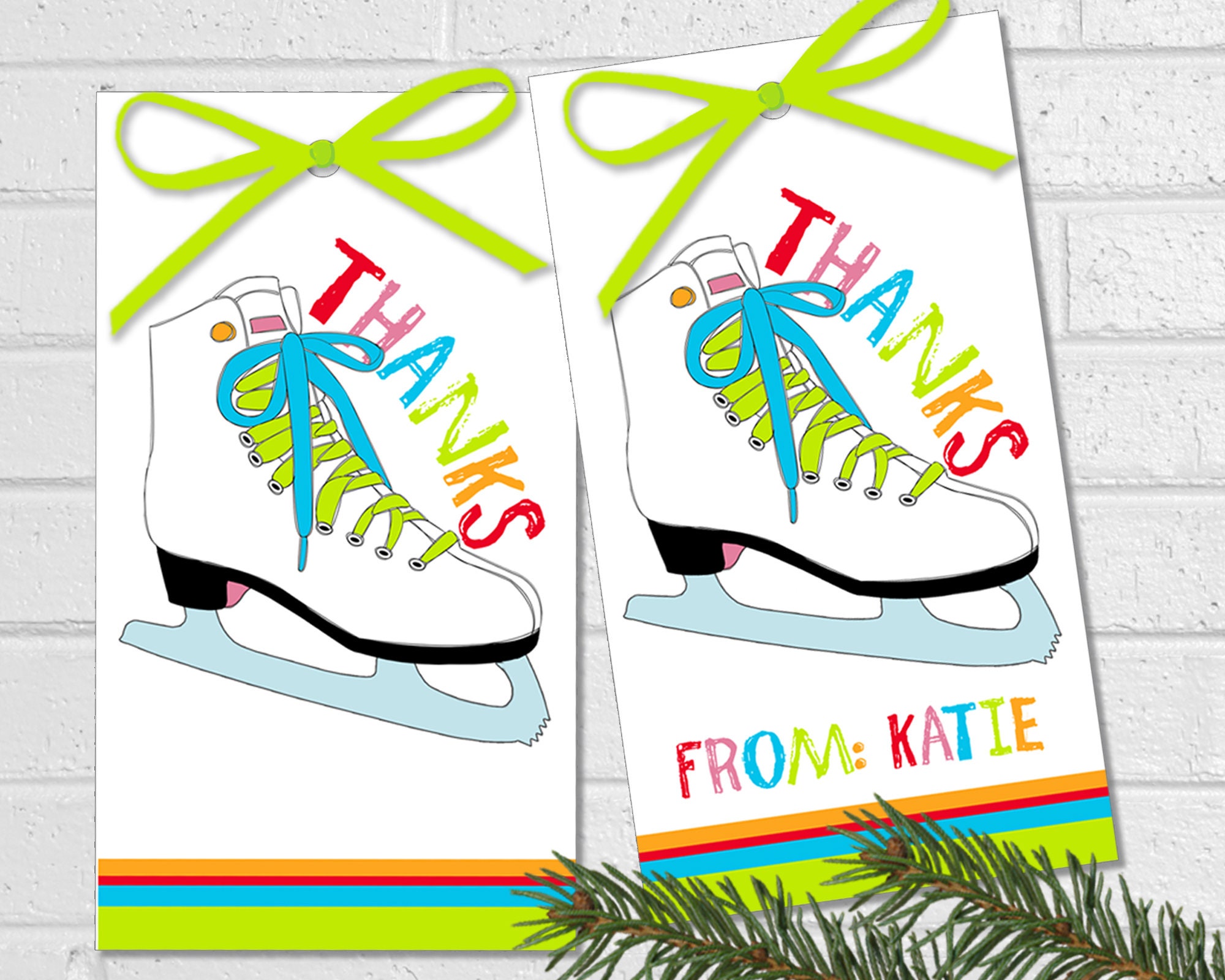 Ice Skating Party Favor Tags Printable Ice Skate Thank You - Etsy