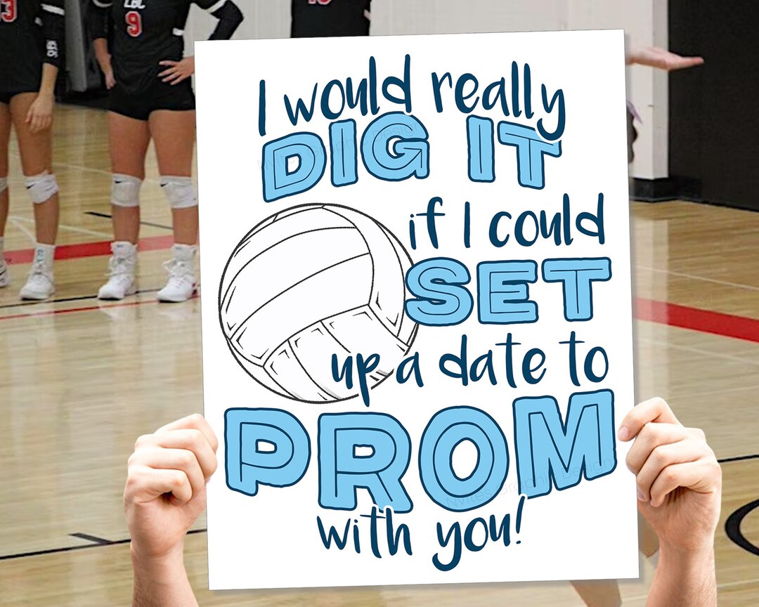 Prom Volleyball Proposal Sign, Volleyball Set up a Date to Prom, Printable Blue High School
