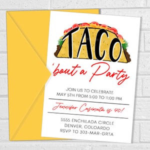 Taco Bout a Party Invitation, Taco Tuesday Party, Cinco de Mayo Mexican Fiesta, Tacos and Tequila Event