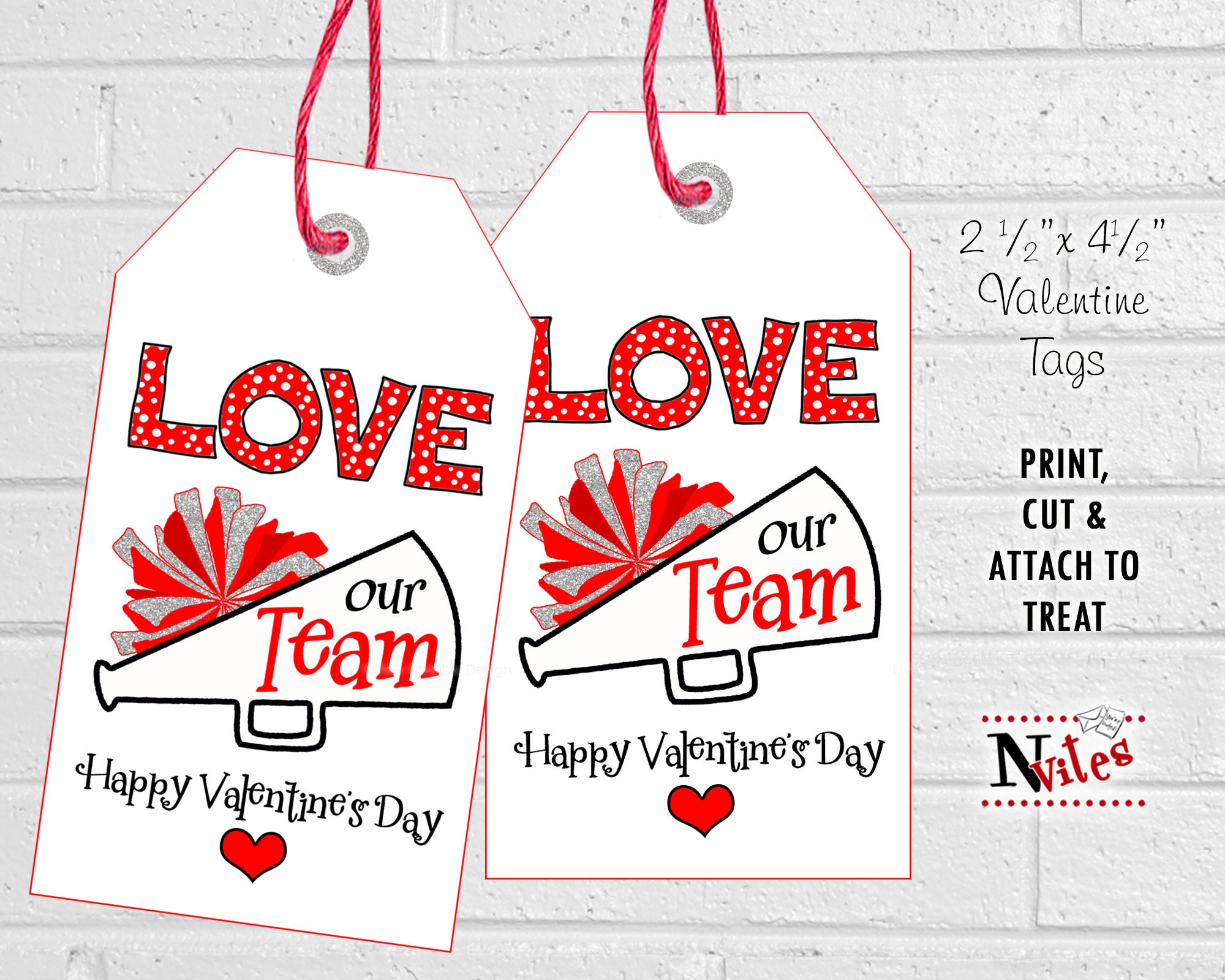 Cheerleading Valentine Tags Cheer Team Treat Labels for - Etsy