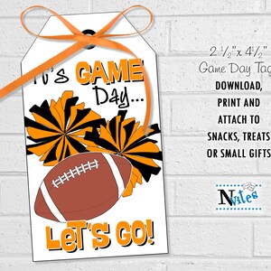Cheer and Football Good Luck Tags, Football Game Day Treats, Printable ...