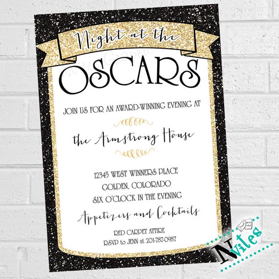oscar party invitation academy award party invite movie etsy