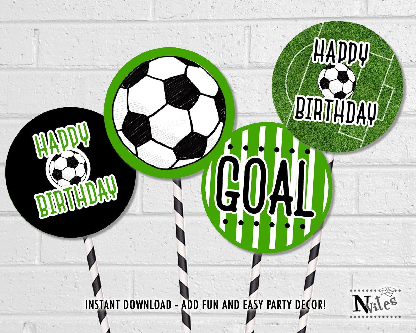 Soccer Cupcake Toppers Printable Soccer Party Decorations Etsy