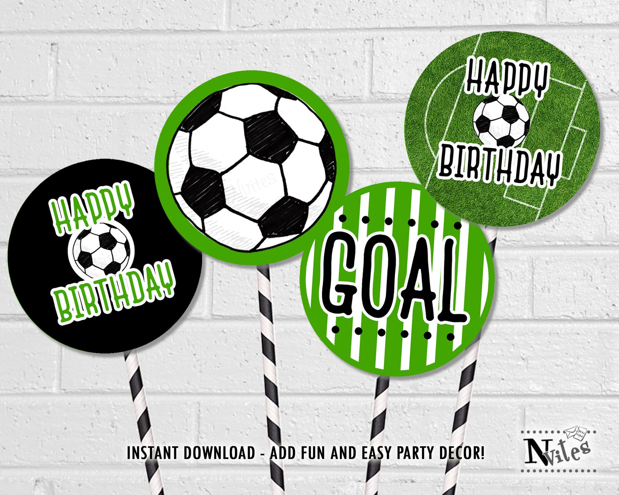 Soccer Cupcake Toppers Printable Soccer Party Decorations - Etsy