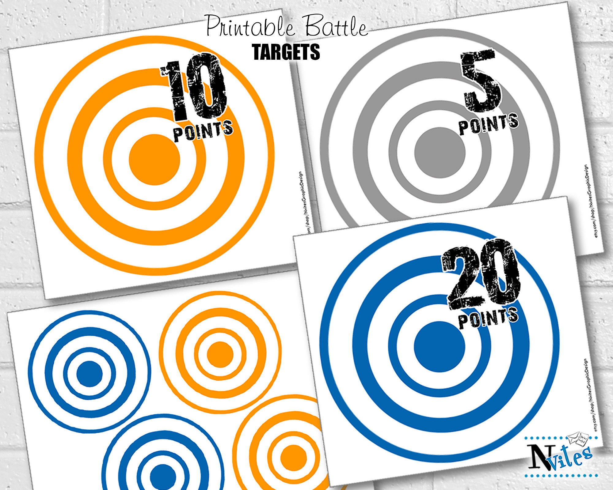 Dart Party Printable Targets Dart War Birthday Party - Etsy
