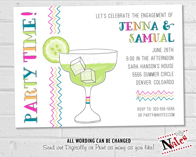 Margarita Mexican Fiesta Invitation Tacos and Tequila Feast Etsy