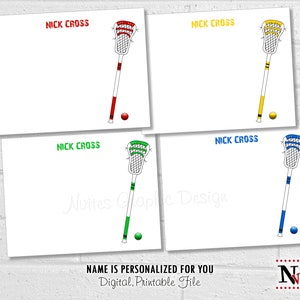 Lacrosse Thank You Notes, Personalized Lacrosse Stick Note Cards ...
