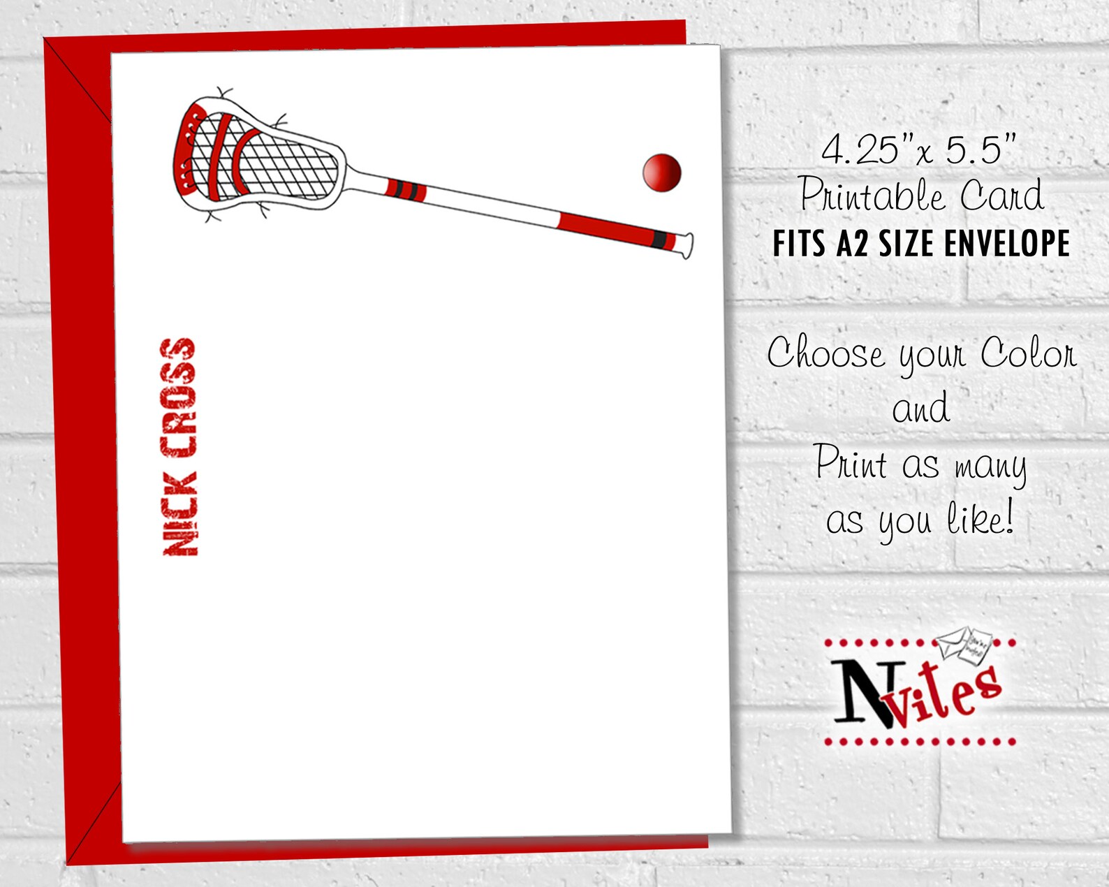 Lacrosse Thank You Notes Personalized Lacrosse Stick Note Etsy