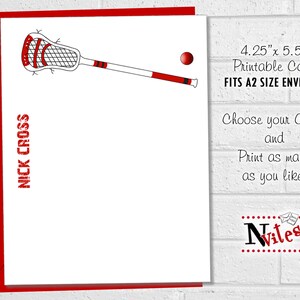 Lacrosse Thank You Notes, Personalized Lacrosse Stick Note Cards ...