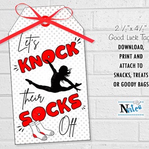 Knock Their Socks off Dance Tags, Printable Good Luck Socks Favor Tags ...