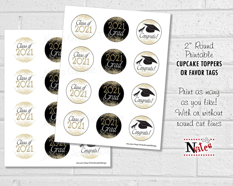 Graduation Cupcake Toppers 2021 Round Graduation Stickers | Etsy