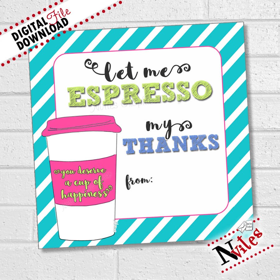 Teacher Appreciation Card Coffee Teacher Gift Thank You Card