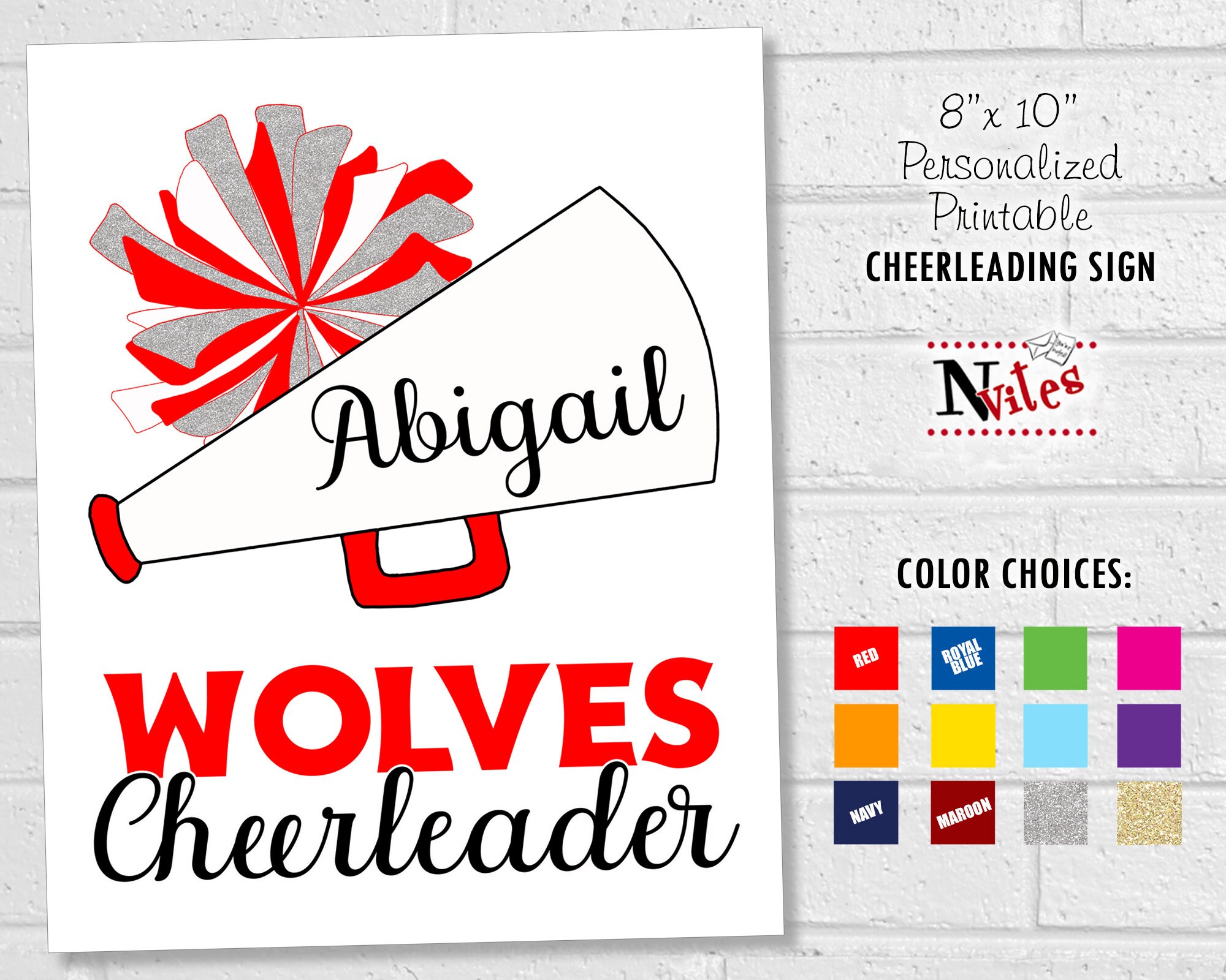Personalized Cheerleader Locker Sign, Spirit Squad Decor (digital