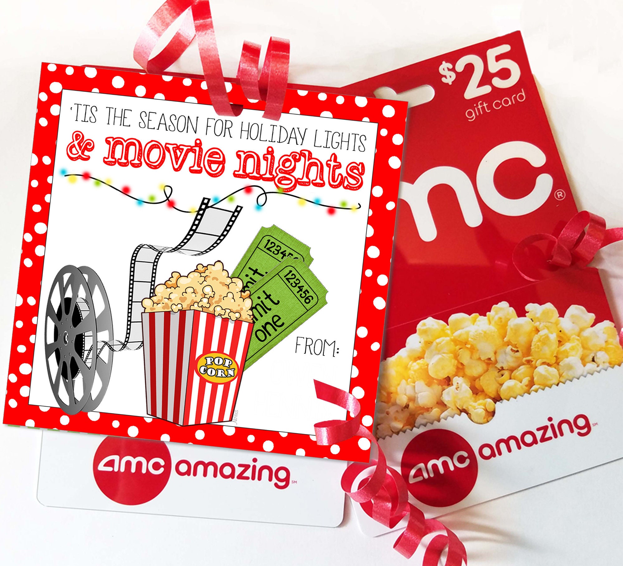 Holiday Movie Gift Card Tags Movie Night Gift Teacher Movie - Etsy