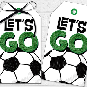 Fußball Viel Glück Tags, Let's Go Game Day Snacks, Fußball Team Leckerei Etiketten, druckbare Sport Party Favor Tags oder Goodie Bag Aufkleber