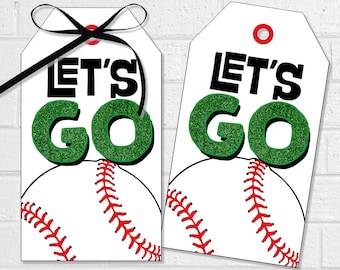 Baseball Good Luck Tags, Baseball Team Treat Labels, Printable Baseball Party Favor Tags or Stickers, Let's Go Game Day Snacks