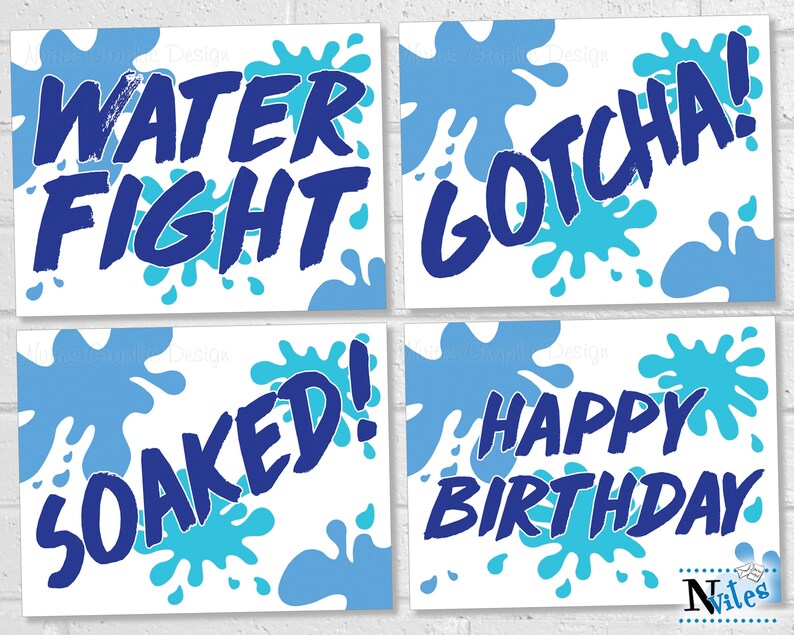 Water Fight Party Signs Water Balloon Fight Birthday Signs Etsy Nederland